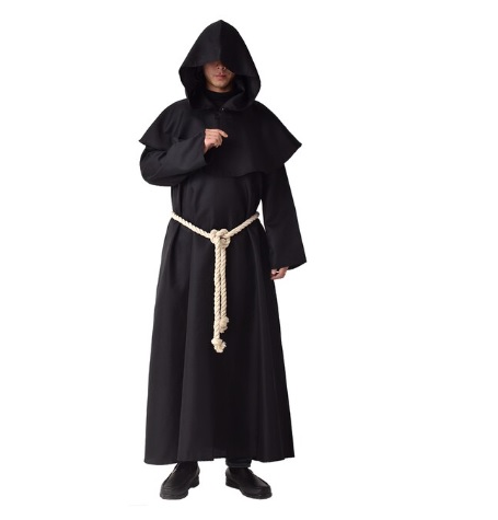 ٻҾ4 ͧԹ : ++++شΌչѡǪ شҷǧ ش Priest ҤѡǪ ͧ觡ؤҧ    vampire ٵ  Medieval Monk Priest Robe Black Hooded 